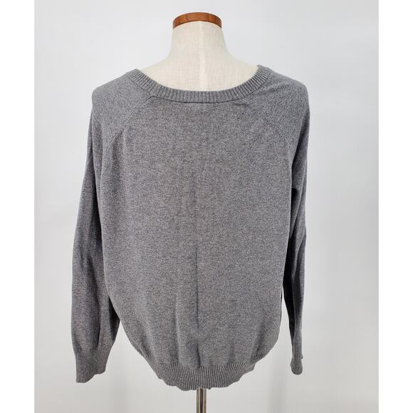 Torrid Womens 0=12 Gray Cotton Pullover Cheers Long Sleeve Sweater Pre-Owned - Picture 3 of 6